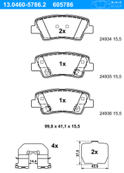 Bremsbelagsatz, Scheibenbremse HYUNDAI SONATA