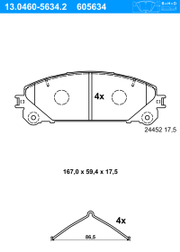 Bremsbelagsatz, Scheibenbremse TOYOTA CAMRY