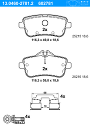 Bremsbelagsatz, Scheibenbremse MERCEDES-BENZ GLE
