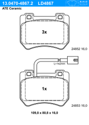 Bremsbelagsatz, Scheibenbremse ATE Ceramic ALFA ROMEO 159