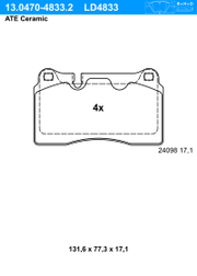 Bremsbelagsatz, Scheibenbremse ATE Ceramic SEAT ATECA