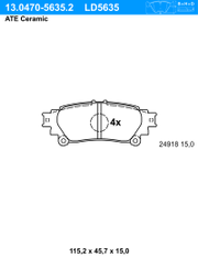 Bremsbelagsatz, Scheibenbremse ATE Ceramic TOYOTA PRIUS