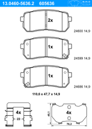 Bremsbelagsatz, Scheibenbremse HYUNDAI H-1