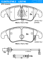 Bremsbelagsatz, Scheibenbremse ATE Ceramic AUDI R8