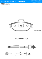 Bremsbelagsatz, Scheibenbremse ATE Ceramic FIAT 500 C