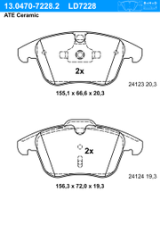 Bremsbelagsatz, Scheibenbremse ATE Ceramic LAND ROVER FREELANDER 2