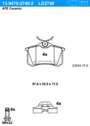 Bremsbelagsatz, Scheibenbremse ATE Ceramic RENAULT MEGANE CC