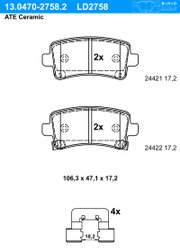 Bremsbelagsatz, Scheibenbremse ATE Ceramic OPEL INSIGNIA