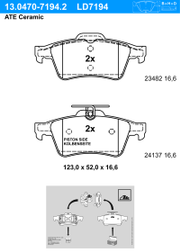 Bremsbelagsatz, Scheibenbremse ATE Ceramic OPEL SIGNUM