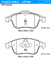 Bremsbelagsatz, Scheibenbremse ATE Ceramic RENAULT MEGANE CC