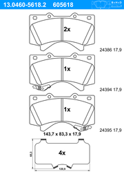 Bremsbelagsatz, Scheibenbremse TOYOTA LAND CRUISER PRADO