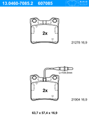 Bremsbelagsatz, Scheibenbremse MERCEDES-BENZ V-KLASSE