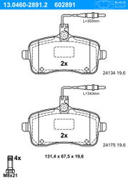 Bremsbelagsatz, Scheibenbremse PEUGEOT 407