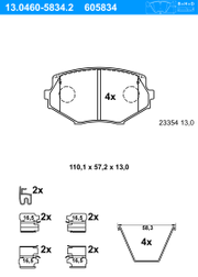 Bremsbelagsatz, Scheibenbremse MAZDA MX-5