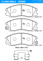 Bremsbelagsatz, Scheibenbremse HYUNDAI H-1