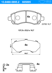 Bremsbelagsatz, Scheibenbremse SUBARU