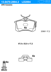 Bremsbelagsatz, Scheibenbremse ATE Ceramic SEAT AROSA