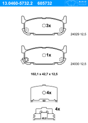 Bremsbelagsatz, Scheibenbremse MAZDA MX-3