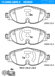 Bremsbelagsatz, Scheibenbremse VW UP