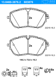 Bremsbelagsatz, Scheibenbremse PEUGEOT 308