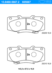 Bremsbelagsatz, Scheibenbremse TOYOTA HILUX