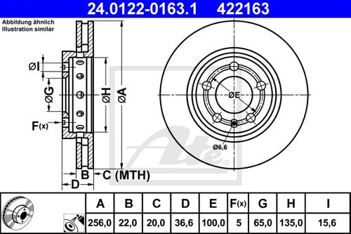 Produktbild für Bremsensatz-Hinterachse Standard Disc / ATE Ceramic