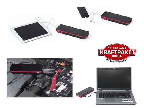 Produktbild für Kraftpaket Powerbank mit Starthilfefunktion 18.000 mAh