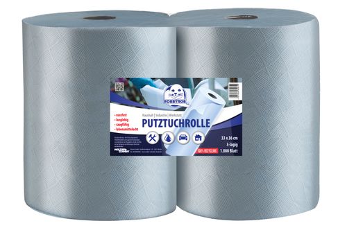 Produktbild für Putztuchrolle 33x36cm, 500Blatt, 3-lagig, Doppelpack