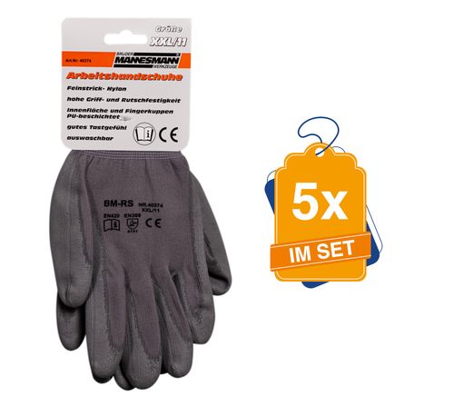 Produktbild für Arbeitshandschuhe Gr. 11, 5x im Set