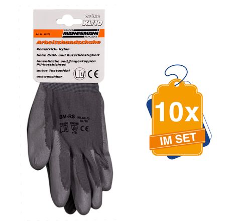 Produktbild für Arbeitshandschuhe Gr. 10, 10x im Set