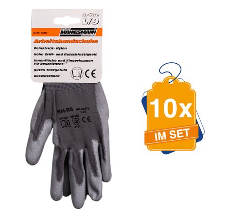 Produktbild für Arbeitshandschuhe Gr. 9, 10x im Set