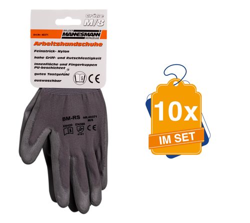 Produktbild für Arbeitshandschuhe Gr. 8, 10x im Set