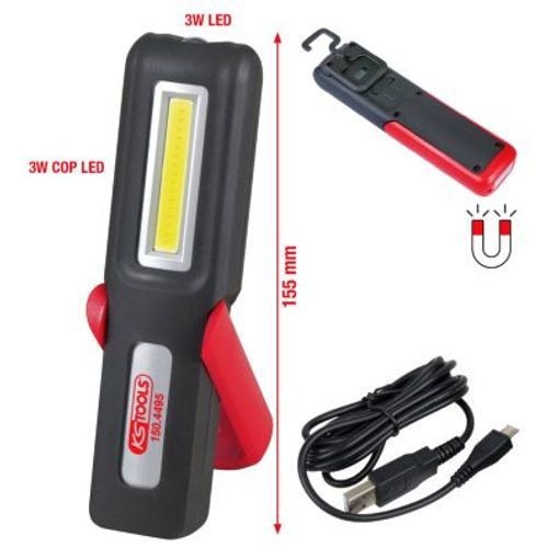 Produktbild für Mobile Werkstatt-Handlampe, knickbar, 3 Watt COB LED