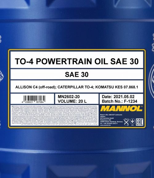 Produktbild für Mannol TO-4 Powertrain Oil SAE 30 [20L] 