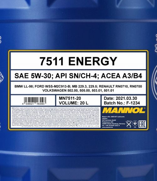 Produktbild für Mannol Energy 5W-30 [20L] 