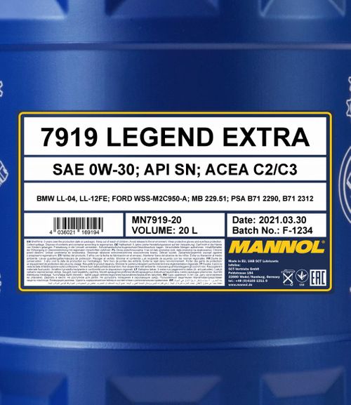Produktbild für Mannol Legend Extra 0W-30 [20L] 