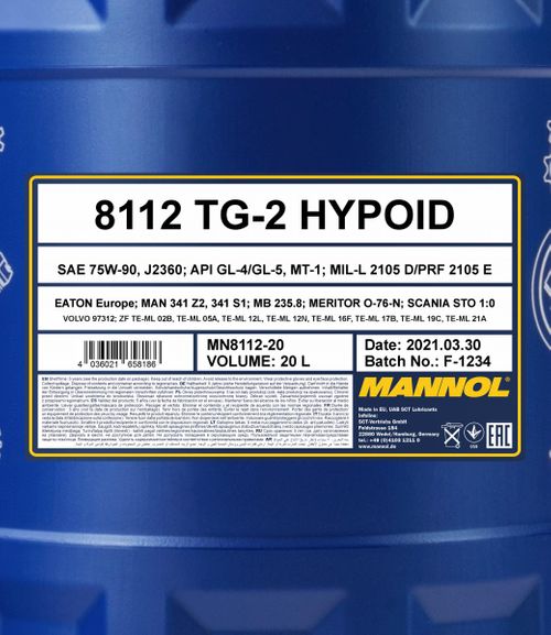 Produktbild für Mannol 8112 TG-2 Hypoid GL-4/5 [20L] 