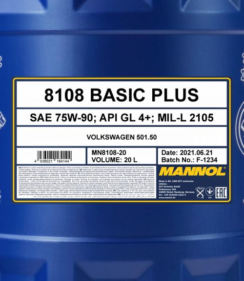 Produktbild für Mannol Basic Plus 75W-90 GL-4+ [20L] 